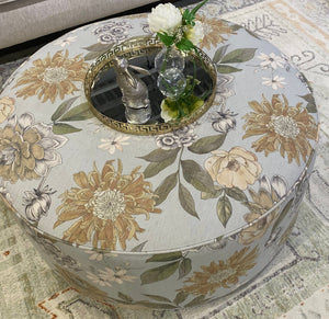 Fusion Celadon Multi-functional Flora Powder Cocktail Ottoman – Stylish, Kid-friendly Seating & Serving Solution Multi S ,50% Polyester 24% Cotton 12% Rayon 14% Linen 140 Flora Powder Cocktail Ottoman