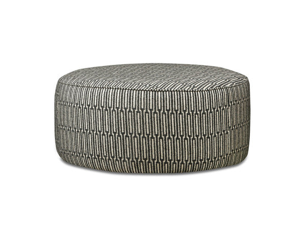 Fusion Ripple Jango Fossil Multi-functional Round Cocktail Ottoman - Kid-friendly, Stylish, 39" Diameter Multi Ws ,100% Polyester 140 Ebony Lodge Cocktail Ottoman