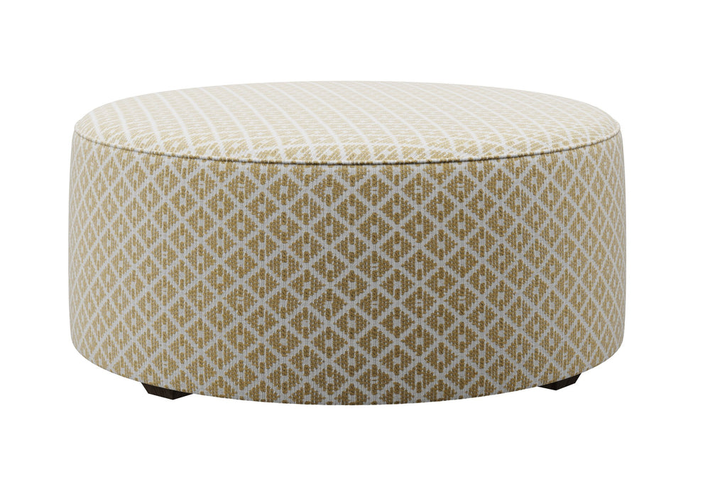Fusion Limelight Owen Straw 39" Round Cocktail Ottoman - Stylish Yellow/White Design For Versatile Use Yellow,White Ws,99% Polypropylene,1% Polyester 140 Owen Straw Cocktail Ottoman