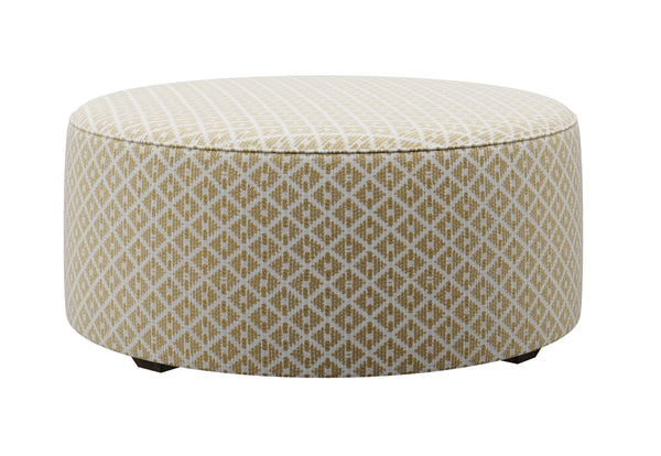 Fusion Limelight Owen Straw 39" Round Cocktail Ottoman - Stylish Yellow/White Design For Versatile Use Yellow,White Ws,99% Polypropylene,1% Polyester 140 Owen Straw Cocktail Ottoman