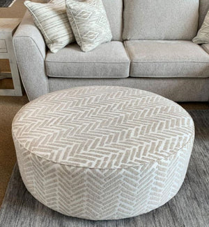 Fusion Vibrant Passageway Vanilla Cocktail Ottoman - Stylish Round Seat & Serving Solution In Beige Beige S,100% Polyester 140 Passageway Vanilla Cocktail Ottoman