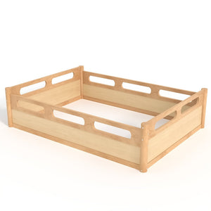 English Elm Twin Low Profile Floor Bed with Guardrails Pine Wood Frame Minimalist Bedroom Natural W1580P438793