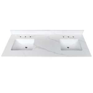 English Elm 61-inch Carrara Quartz Vanity Top Undermount Sink Backsplash Stain Resistant Bath W2699P459411