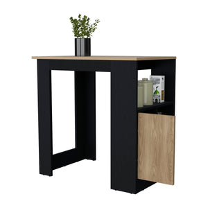 English Elm FM Arial Kitchen Island Black/Natural Oak Melamine | Compact 36" Prep Station w/ Door & Open Storage B128P217896