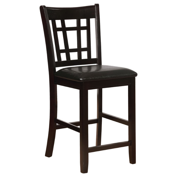 English Elm Danford Espresso Pedestal Counter Dining Set with Storage Base and Leatherette Stools B062S01104