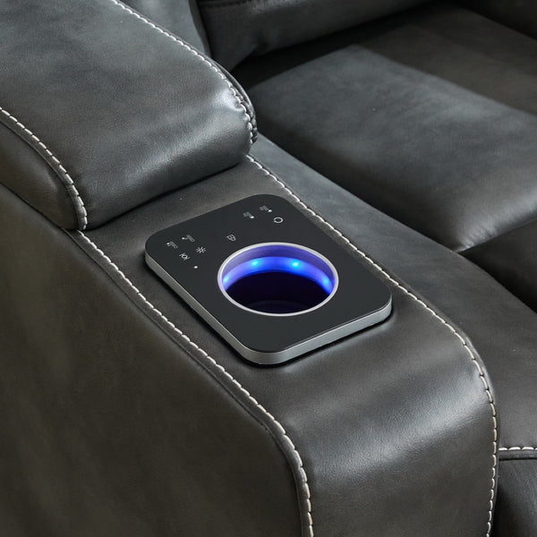 English Elm P42 Power Recliner with Led Lighting Wireless Charging and Faux Leather Home Theater Seat W1805P211241