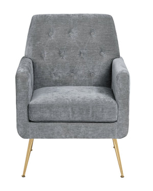 Crestview Collection Modern Accent Chair - Stylish Upholstered Furniture With Button Tufting And Gold Legs For Any Room Gray Polyester Evfzr4352ogry