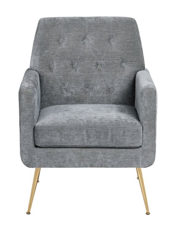 Crestview Collection Modern Accent Chair - Stylish Upholstered Furniture With Button Tufting And Gold Legs For Any Room Gray Polyester Evfzr4352ogry