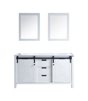 English Elm White Double Bath Vanity 60 in with Two 24 in Mirrors — Fully Assembled Wood Cabinet, Ample Storage, Sleek White Finish, Easy Install B2731S00567