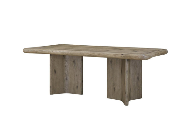 English Elm English Knotty Oak Veneer Double Pedestal Dining Table Seats Eight with Natural Grain B2699S00117