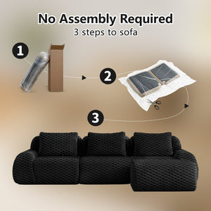 English Elm 114" Modular L-shaped Sectional Sofa Flannelette Fabric Deep Seat Ottoman Living Room W714S01533