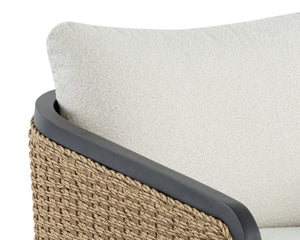 Sunpan OLBIA Lounge Chair - Luxurious Barrelback Design in Louis Cream for Indoor & Outdoor Comfort 111690V
