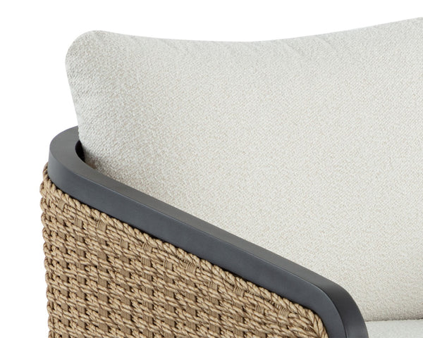 Sunpan OLBIA Lounge Chair - Luxurious Barrelback Design in Louis Cream for Indoor & Outdoor Comfort 111690V