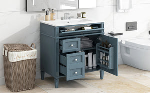 English Elm 30'' Modern Bathroom Vanity With Ceramic Sink, 3 Drawers & Cabinet Storage For Organized Elegance N710P206904M