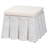 bali Bali Palm Bohemian Ottoman - Handcrafted Scallop Rattan Design with Plush Cushion for Cozy Elegance