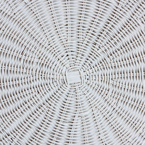 Baxton Studio bali Scalloped Rattan Coffee Table – Handwoven Coastal Boho Accent Table for Living Room & Patio Palm-White Rattan-Coffee Table