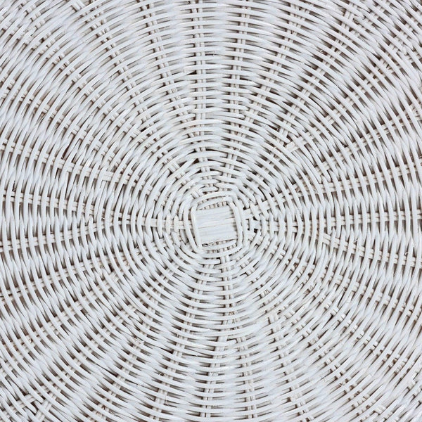 Baxton Studio bali Scalloped Rattan Coffee Table – Handwoven Coastal Boho Accent Table for Living Room & Patio Palm-White Rattan-Coffee Table