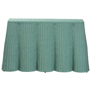 Baxton Studio bali Palm Bohemian Seafoam Green Scallop Rattan Console Table - Handcrafted Coastal Charm & Style Palm-Green Rattan-Console Table