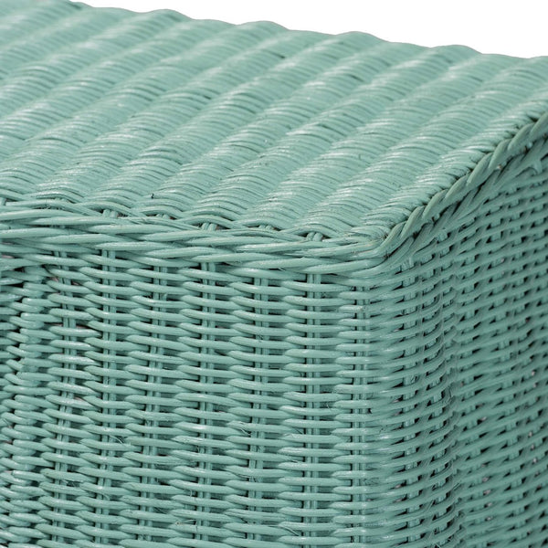 Baxton Studio bali Palm Bohemian Seafoam Green Scallop Rattan Console Table - Handcrafted Coastal Charm & Style Palm-Green Rattan-Console Table
