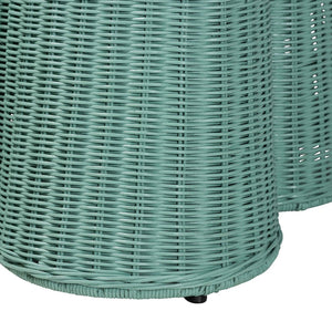 Baxton Studio bali Palm Bohemian Seafoam Green Scallop Rattan Console Table - Handcrafted Coastal Charm & Style Palm-Green Rattan-Console Table