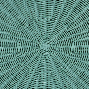 Baxton Studio bali Palm Scallop Natural Rattan Console Table - Handcrafted Teal Green Accent for Coastal Interiors Palm-Green Rattan Round-Console Table