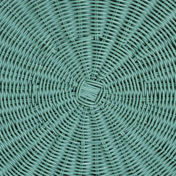 Baxton Studio bali Palm Scallop Natural Rattan Console Table - Handcrafted Teal Green Accent for Coastal Interiors Palm-Green Rattan Round-Console Table