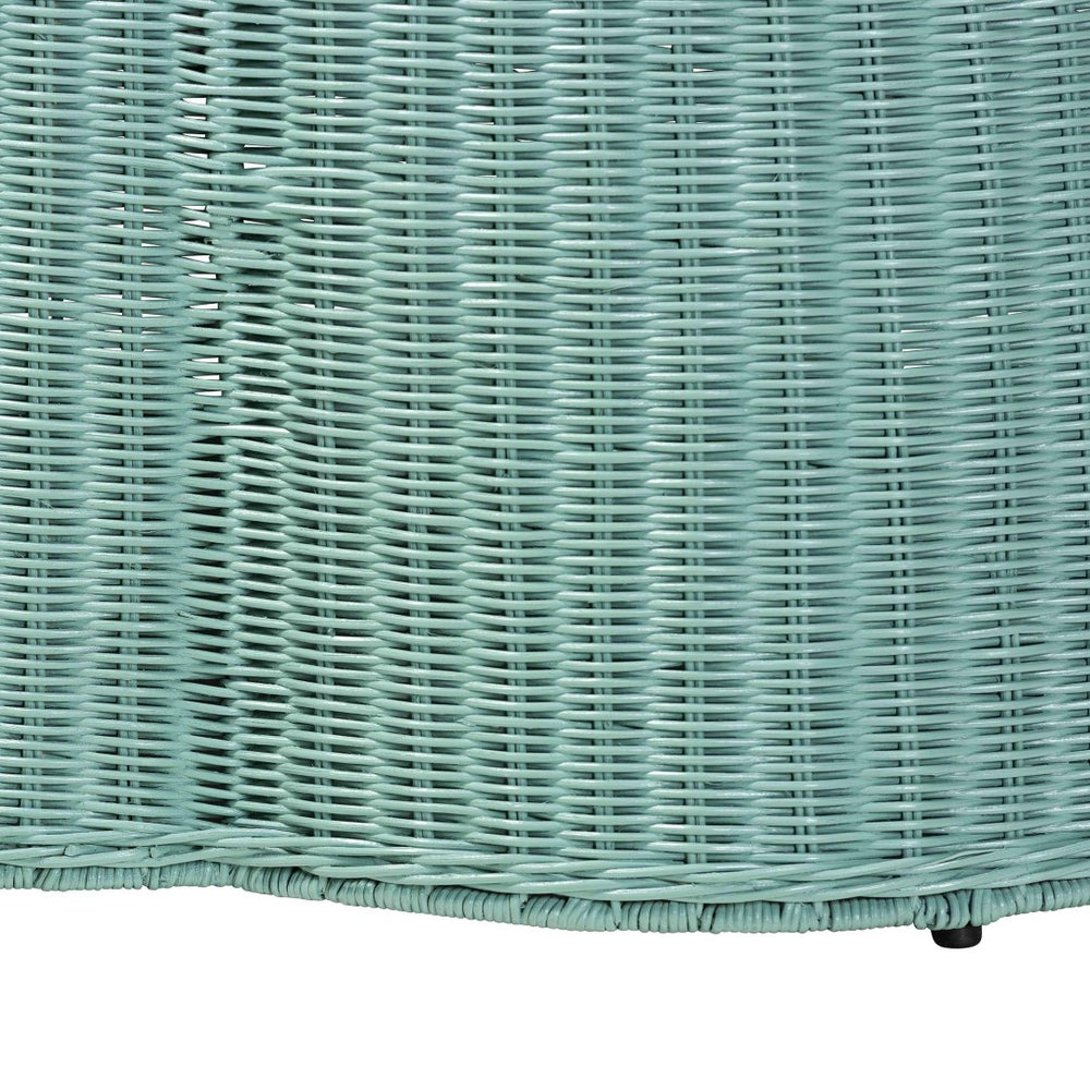 Baxton Studio bali Bali Handcrafted Scalloped Rattan Coffee Table in Seafoam Green - Bohemian Chic for Modern Living Palm-Green Rattan-Coffee Table