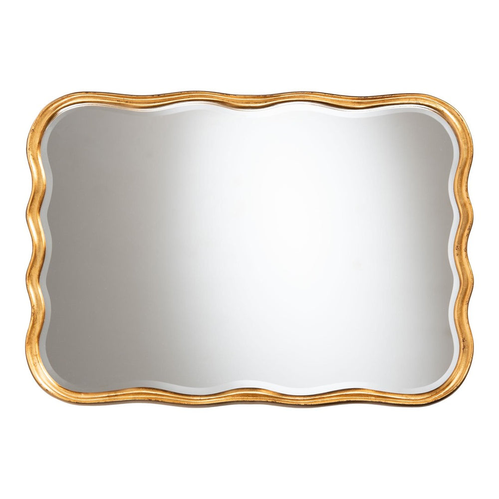Baxton Studio Baxton Studio Vintage Goldleaf Scalloped Accent Mirror - Elegant Wall Décor for Any Room RXW-10949-Wall Mirror