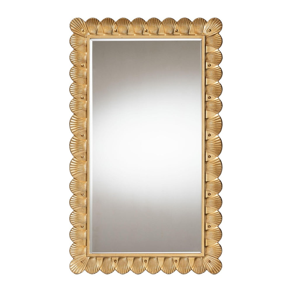 Baxton Studio Baxton Studio Vadim Vintage Coastal Accent Mirror with Seashell Border - Antique Gold Frame Elegance RXW-10950-Wall Mirror