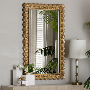 Baxton Studio Baxton Studio Vadim Vintage Coastal Accent Mirror with Seashell Border - Antique Gold Frame Elegance RXW-10950-Wall Mirror