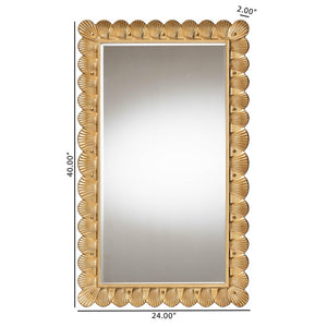 Baxton Studio Baxton Studio Vadim Vintage Coastal Accent Mirror with Seashell Border - Antique Gold Frame Elegance RXW-10950-Wall Mirror