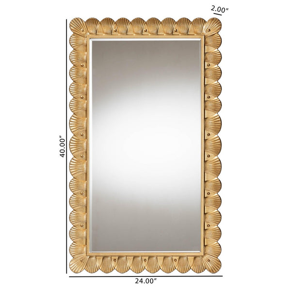 Baxton Studio Baxton Studio Vadim Vintage Coastal Accent Mirror with Seashell Border - Antique Gold Frame Elegance RXW-10950-Wall Mirror