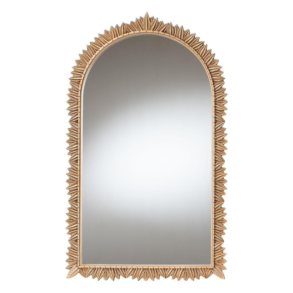 Baxton Studio Baxton Studio Caitlin Vintage-Inspired Antique Gold Wall Mirror with Carved Leaf Border Design Arch RXW-10951-Wall Mirror