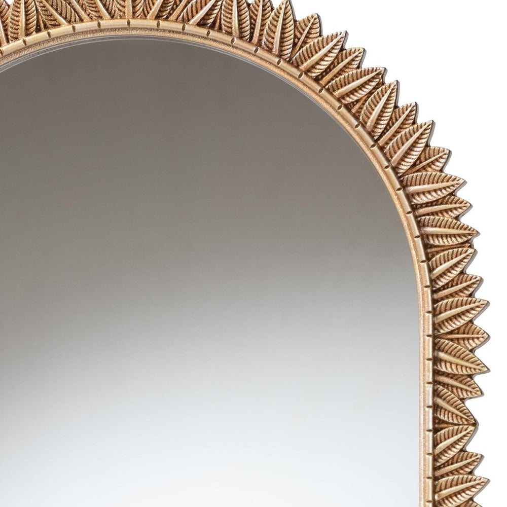 Baxton Studio Baxton Studio Caitlin Vintage-Inspired Antique Gold Wall Mirror with Carved Leaf Border Design Arch RXW-10951-Wall Mirror