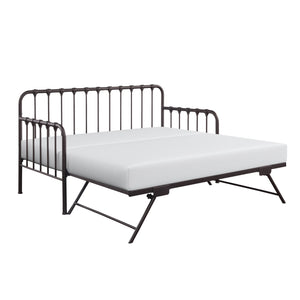 English Elm Daybed Classic Metal Frame with Lift-Up Trundle, Space-Saving Guest Solution with Casters and Foldable Legs Bronze 87.75 L x 25.25 W x 6 H B011P332230
