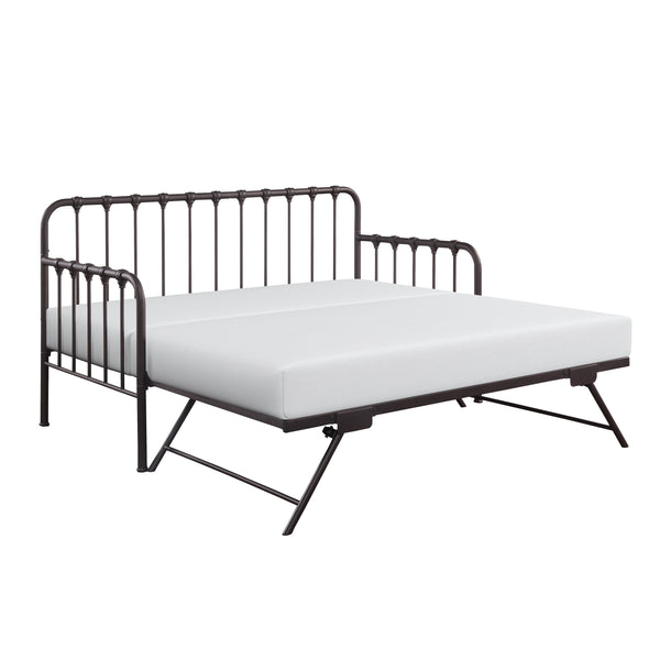 English Elm Daybed Classic Metal Frame with Lift-Up Trundle, Space-Saving Guest Solution with Casters and Foldable Legs Bronze 87.75 L x 25.25 W x 6 H B011P332230