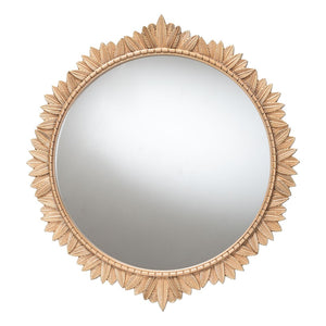 Baxton Studio Baxton Studio Caitlin Vintage-Inspired Antique Gold Wall Mirror with Carved Leaf Border Design Round RXW-10952-Wall Mirror