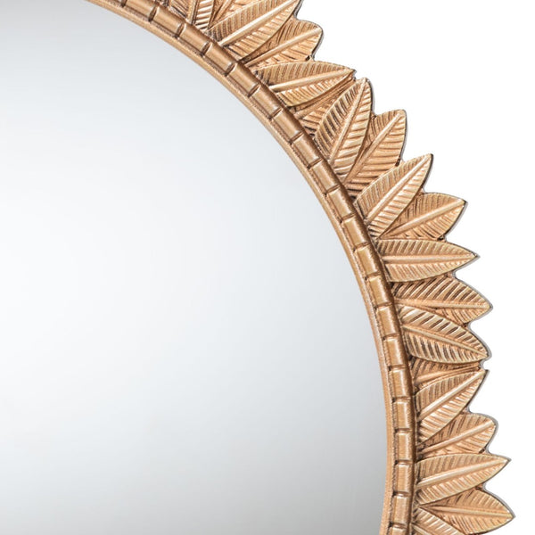 Baxton Studio Baxton Studio Caitlin Vintage-Inspired Antique Gold Wall Mirror with Carved Leaf Border Design Round RXW-10952-Wall Mirror