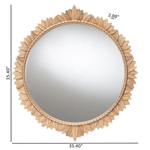 Baxton Studio Baxton Studio Caitlin Vintage-Inspired Antique Gold Wall Mirror with Carved Leaf Border Design Round RXW-10952-Wall Mirror