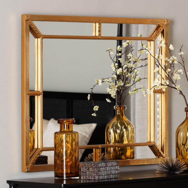 Baxton Studio Baxton Studio Iskra Antique Goldleaf Rectangular Mirror - Elegant Wall Accent for Any Room Decor RXW-10953-Wall Mirror