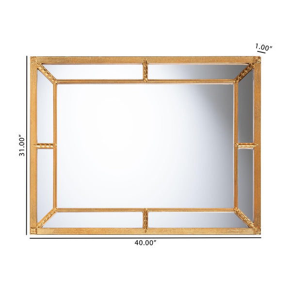 Baxton Studio Baxton Studio Iskra Antique Goldleaf Rectangular Mirror - Elegant Wall Accent for Any Room Decor RXW-10953-Wall Mirror