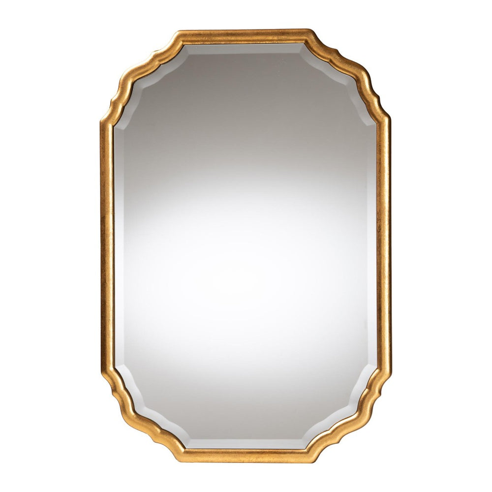 Baxton Studio Baxton Studio Pacino Vintage Goldleaf Accent Mirror – Elegant Beveled Glass & Scalloped Design RXW-10957-Wall Mirror