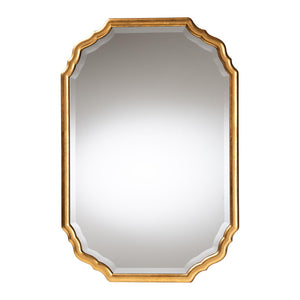 Baxton Studio Baxton Studio Pacino Vintage Goldleaf Accent Mirror – Elegant Beveled Glass & Scalloped Design RXW-10957-Wall Mirror