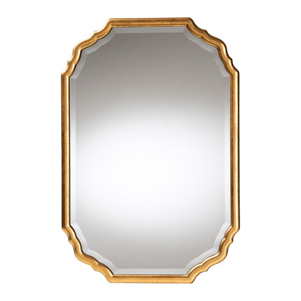 Baxton Studio Baxton Studio Pacino Vintage Goldleaf Accent Mirror – Elegant Beveled Glass & Scalloped Design RXW-10957-Wall Mirror