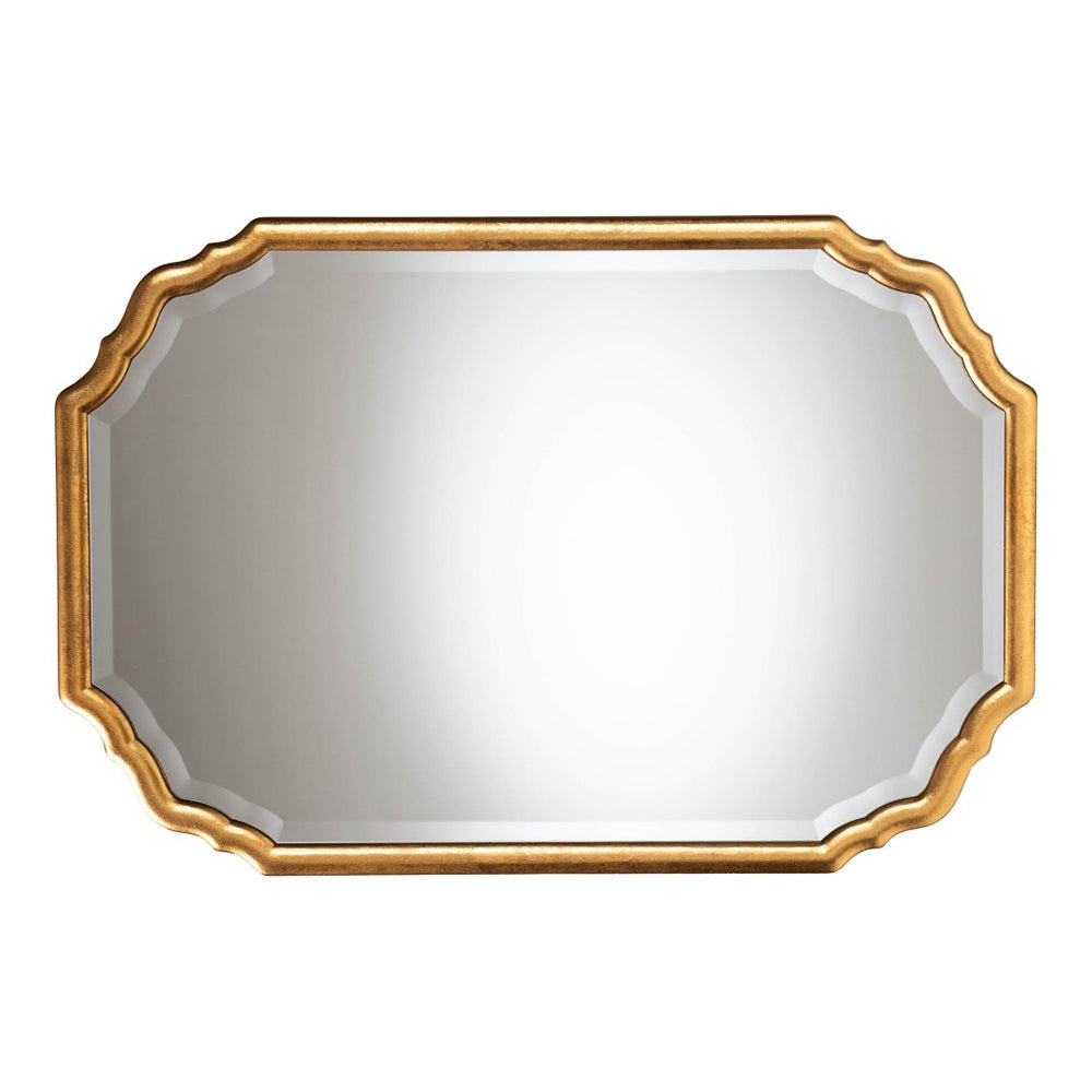 Baxton Studio Baxton Studio Pacino Vintage Goldleaf Accent Mirror – Elegant Beveled Glass & Scalloped Design RXW-10957-Wall Mirror