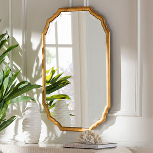 Baxton Studio Baxton Studio Pacino Vintage Goldleaf Accent Mirror – Elegant Beveled Glass & Scalloped Design RXW-10957-Wall Mirror