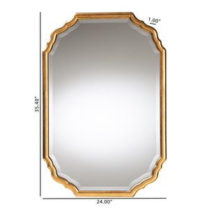 Baxton Studio Baxton Studio Pacino Vintage Goldleaf Accent Mirror – Elegant Beveled Glass & Scalloped Design RXW-10957-Wall Mirror