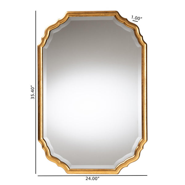 Baxton Studio Baxton Studio Pacino Vintage Goldleaf Accent Mirror – Elegant Beveled Glass & Scalloped Design RXW-10957-Wall Mirror