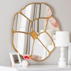 Baxton Studio Baxton Studio Novia Vintage Goldleaf Petal Mirror - Sculptural Accent for Entryways & Living Spaces RXW-10958-Wall Mirror