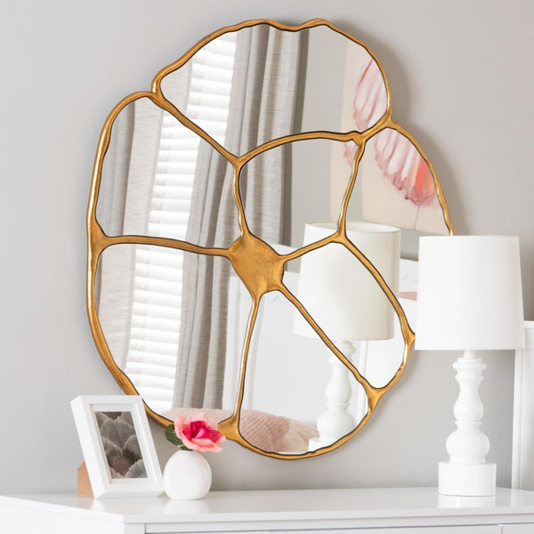 Baxton Studio Baxton Studio Novia Vintage Goldleaf Petal Mirror - Sculptural Accent for Entryways & Living Spaces RXW-10958-Wall Mirror